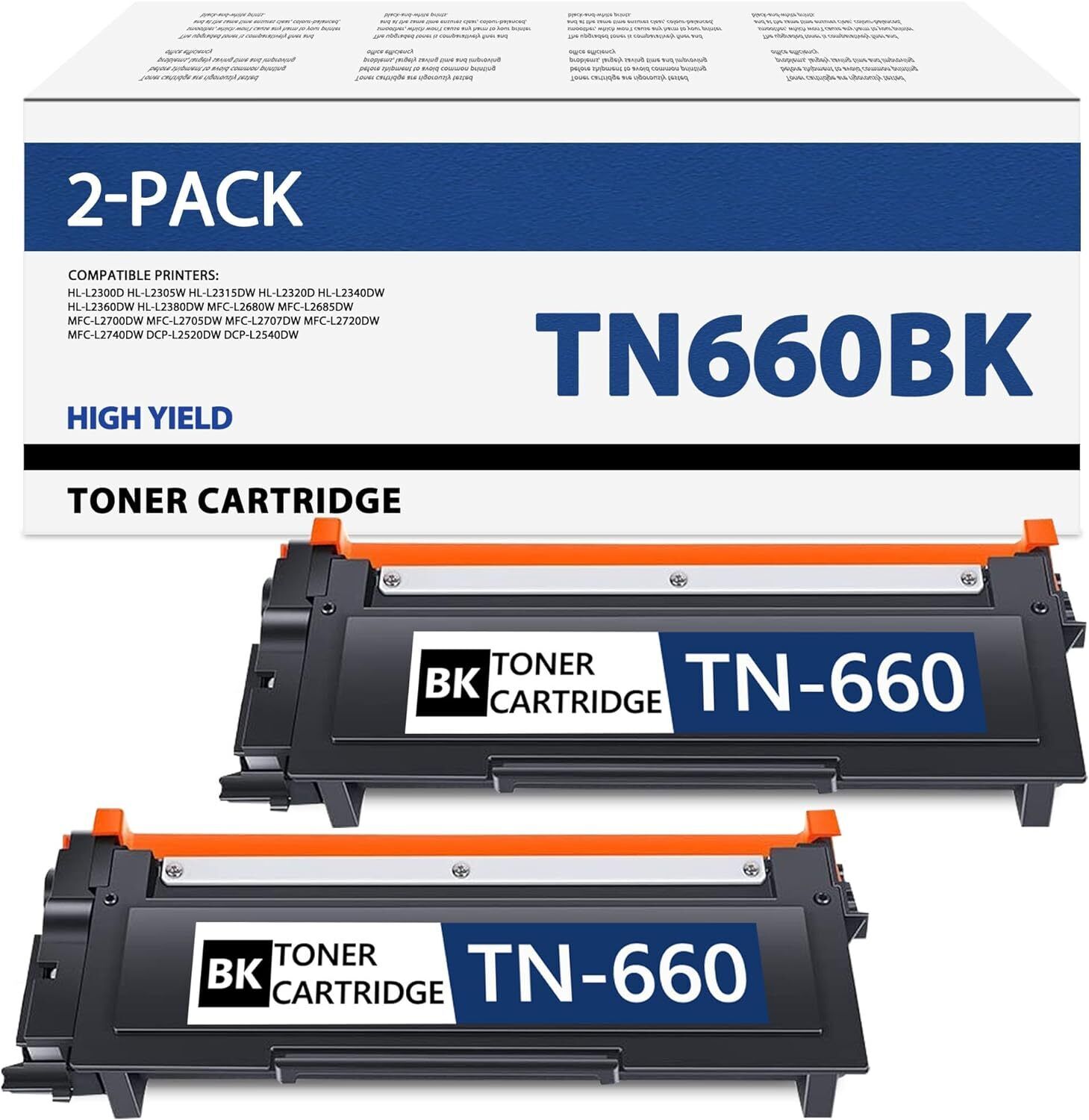 TN660 Toner Cartridge Black Replacement for Brother HL-L2300D HL-L2320D Printer