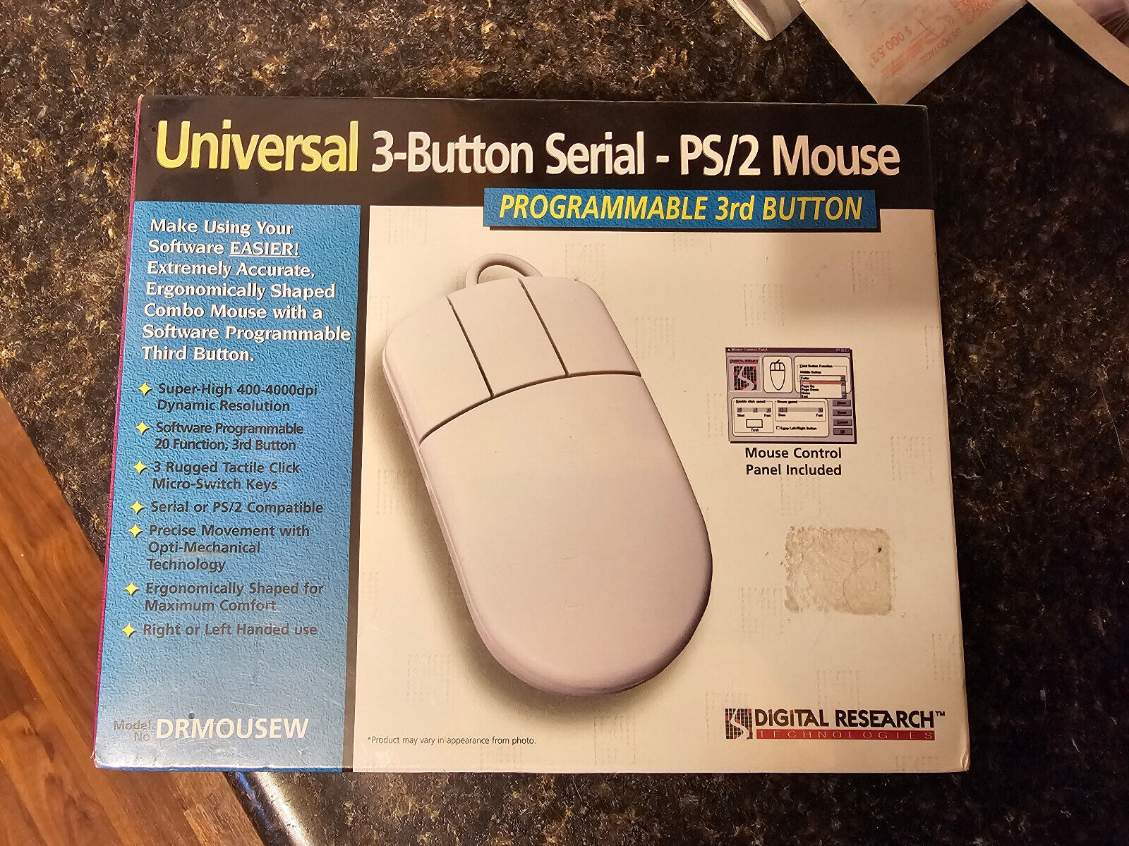 Vintage Digital Research Universal  3-Button Serial - PS/2 Mouse  FREE U.S. SHIP