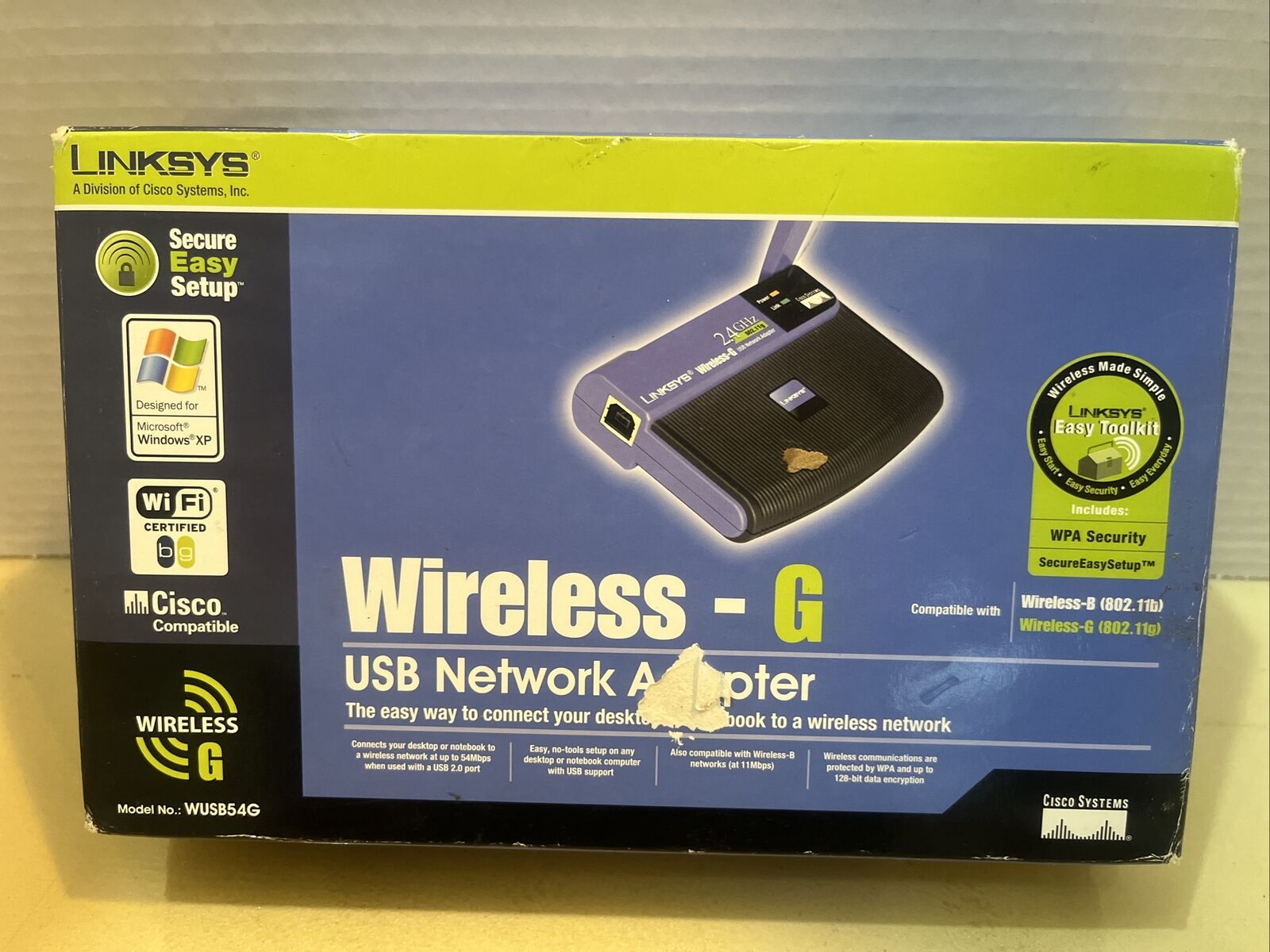 Cisco Linksys Wireless-g Usb Wireless Network Wusb54g (890552681495) 802.11g/b