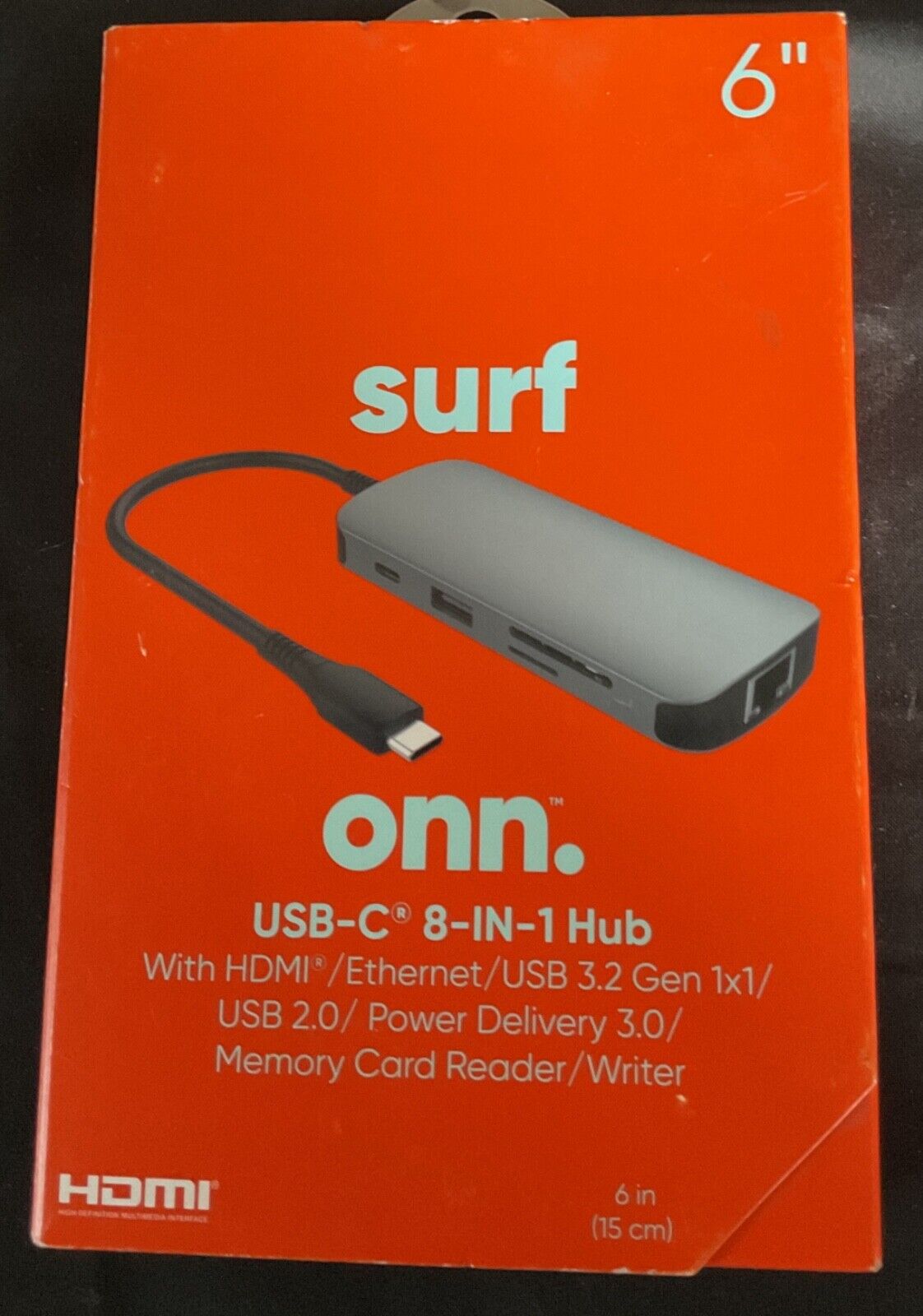 NEW ONN USB-C 8-in-1 Hub w/ HDMI Ethernet USB 3.2 USB 2.0 Memory Card Reader