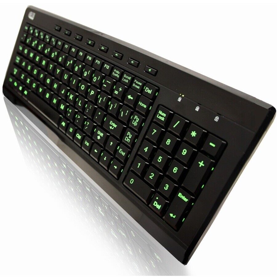 Adesso AKB-120EB 3-Color Illuminated Compact Multimedia Keyboard - Wired