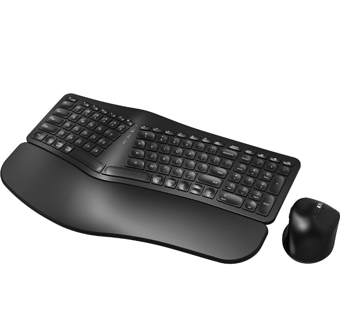 Loigys MK960 Ergonomic Wireless Keyboard Mouse Combo, Bluetooth/2.4G Split De...