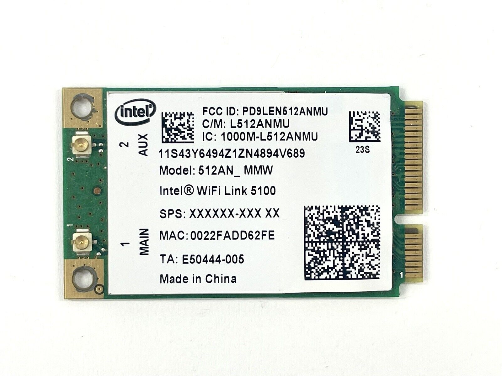 Intel 5100AN WIFI 512AN_MMW 300Mbps Mini PCI-E Wireless WLAN Card 2.4/5GHz