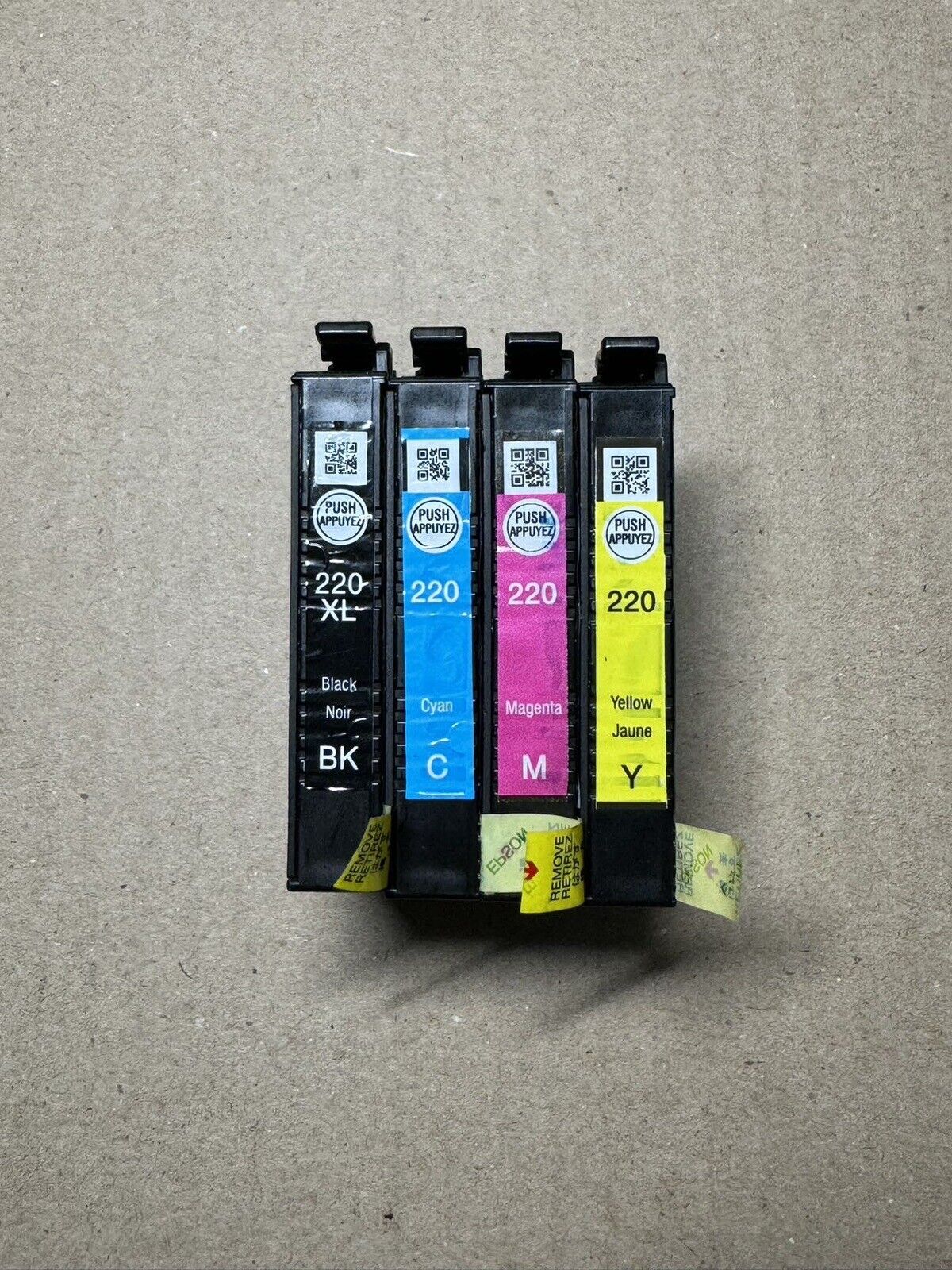 4pk Genuine Epson 220XL Black & 220 Color Ink WF2630 WF2760 WF2660 (NOT Initial)