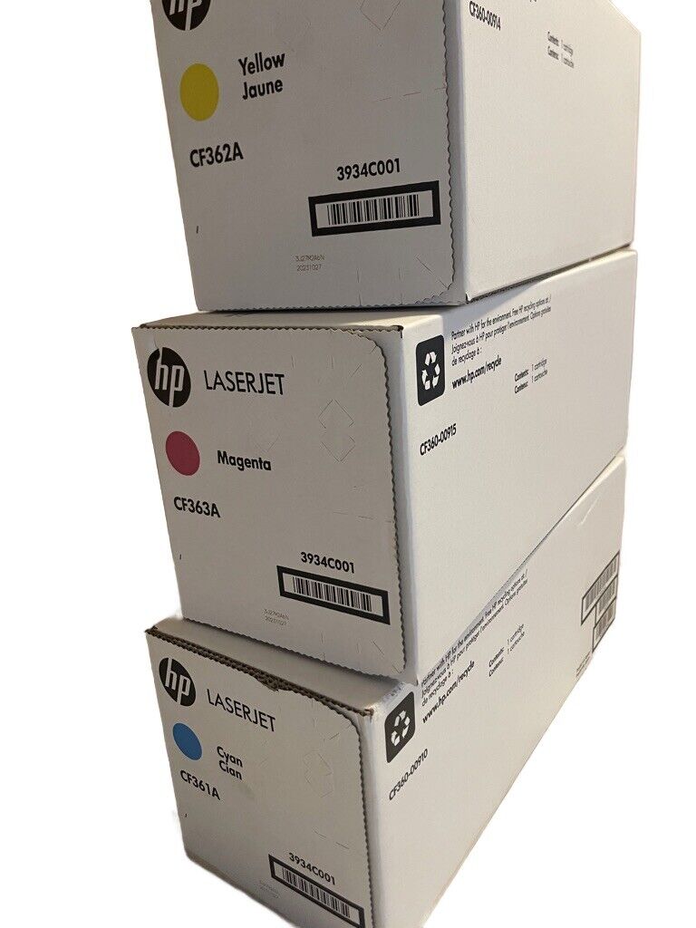 Genuine HP 508A 3-Pack Cyan/Magenta/Yellow LaserJet Toner Cartridges New