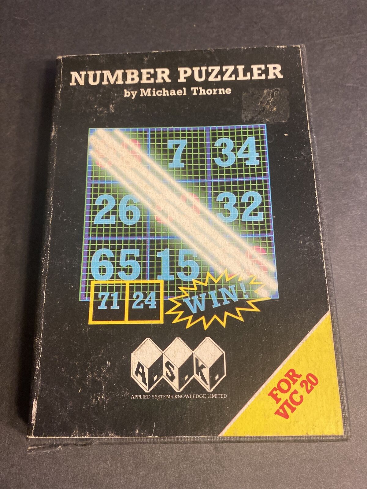 VIC-20 Number Puzzler Cassette In Case Commodore Vic 20 Game Cassette