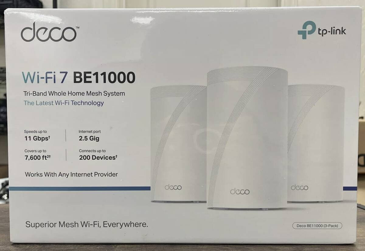 TP-Link Deco BE11000 Wi-Fi 7 Tri-Band Whole-Home Mesh WiFi System, 3-pack *NEW*