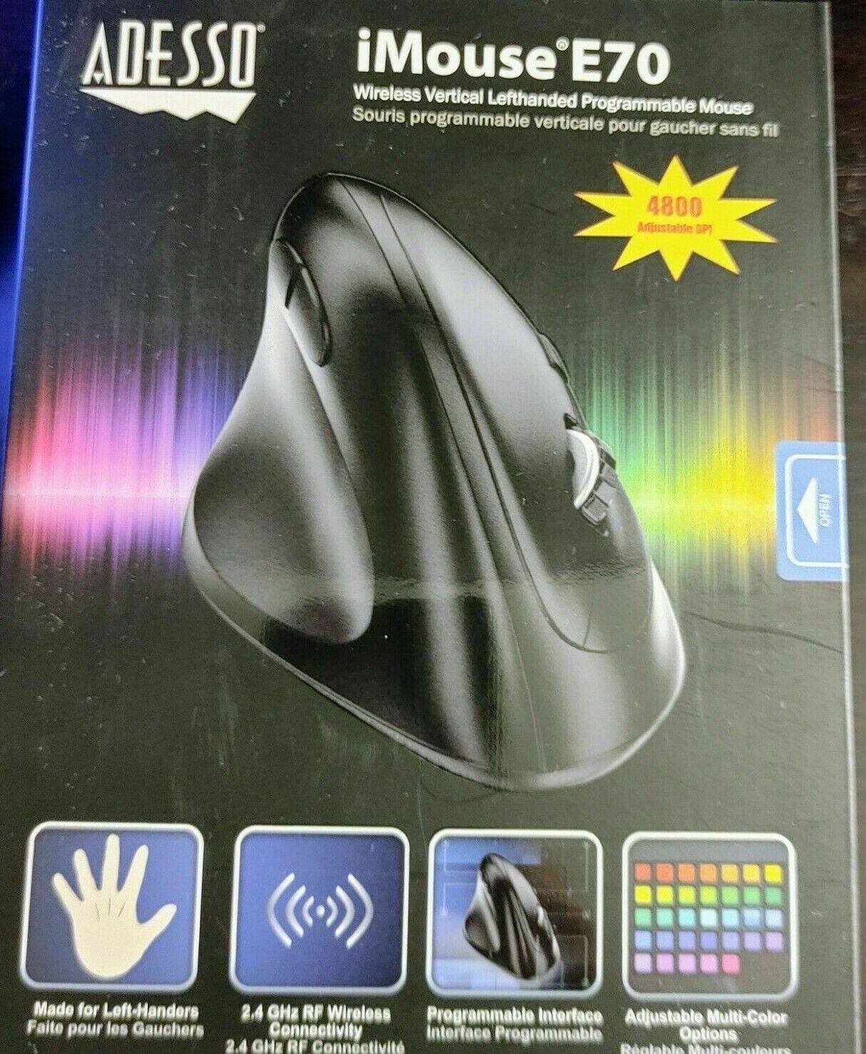 Adesso iMouse E70 2.4GHz Wireless Vertical Left-Handed Programmable Mouse