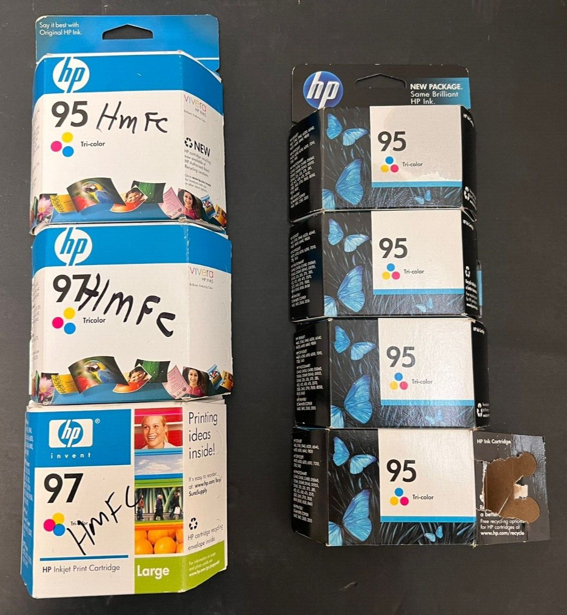 *LOT OF 7* HP 95/97 Tri-color Ink Cartridge C9363WN/C8766WN (ALL EXPIRED)