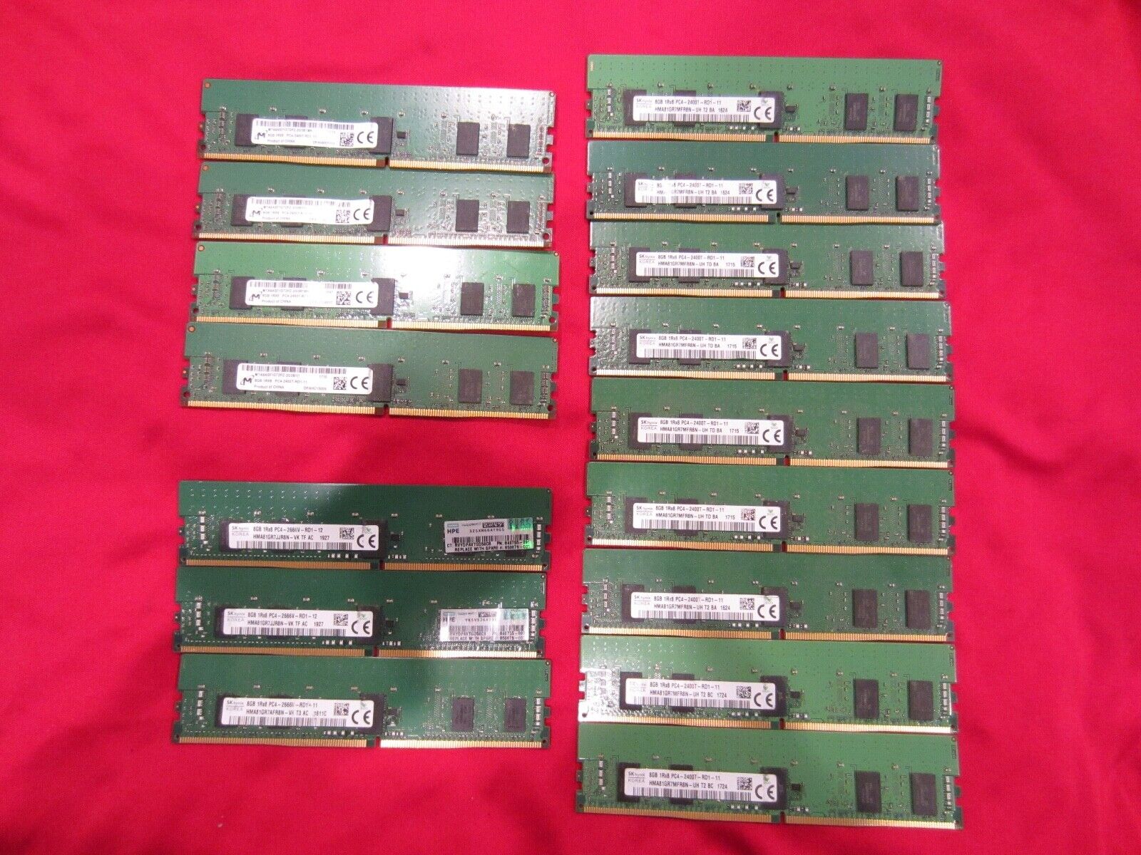 Lot of 26pcs Samsung,Micron,SKhynix 8GB DDR4-2133P/2400T/2666V Server Memory