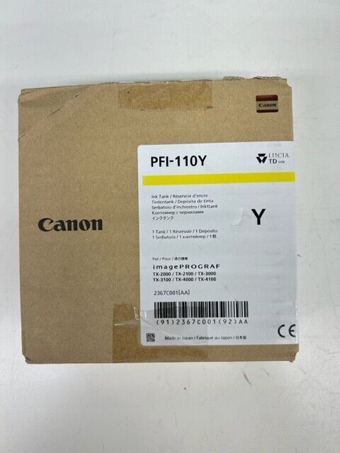 Genuine CANON PFI-110Y Yellow Ink NEW. Expire 11/2024