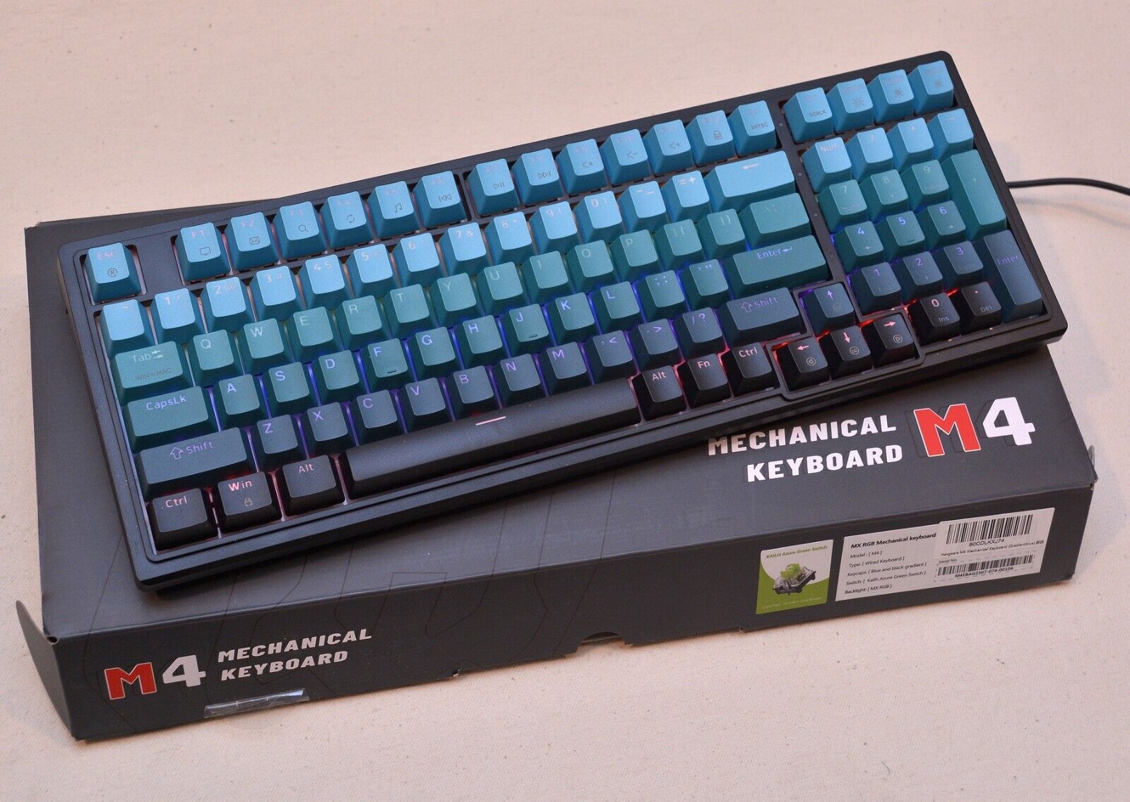 HEXGEARS M4 Mechanical Keyboard 99 Keys Blue/Black Gradient RGB ~ New  Open Box