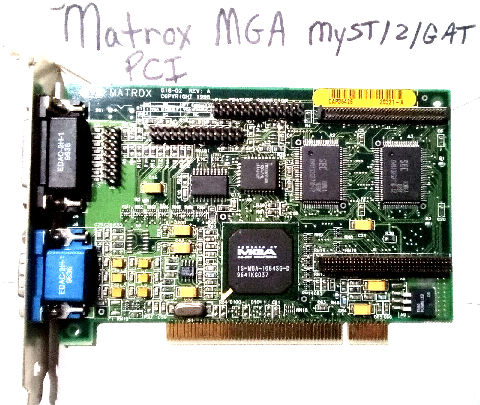 Rare Matrox Mystique MGA-1064SG-D 2MB PCI Video Card, MGA-MYST