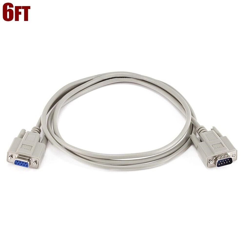 6FT Null Modem Serial RS 232 DB9 DB-9 DE-9 Male to Female Molded Cable DTE DCE