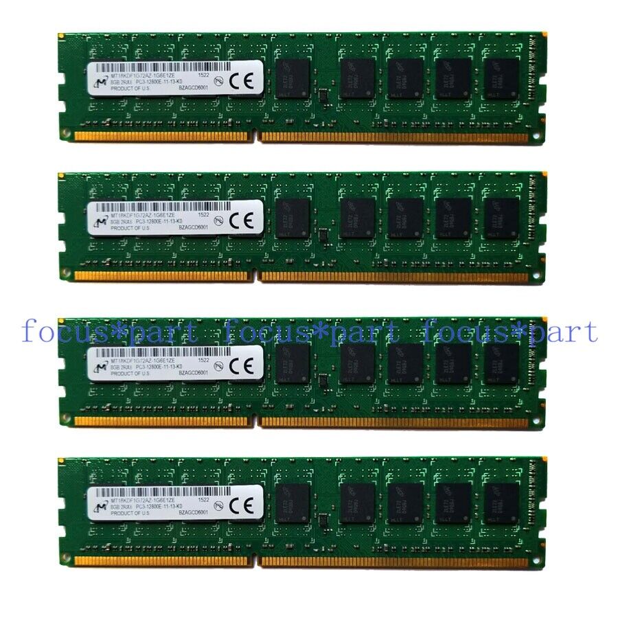 Micron 32GB 4x8GB DDR3 1600MHz PC3-12800E ECC Unbuffered 2RX8 240pin Memory RAM