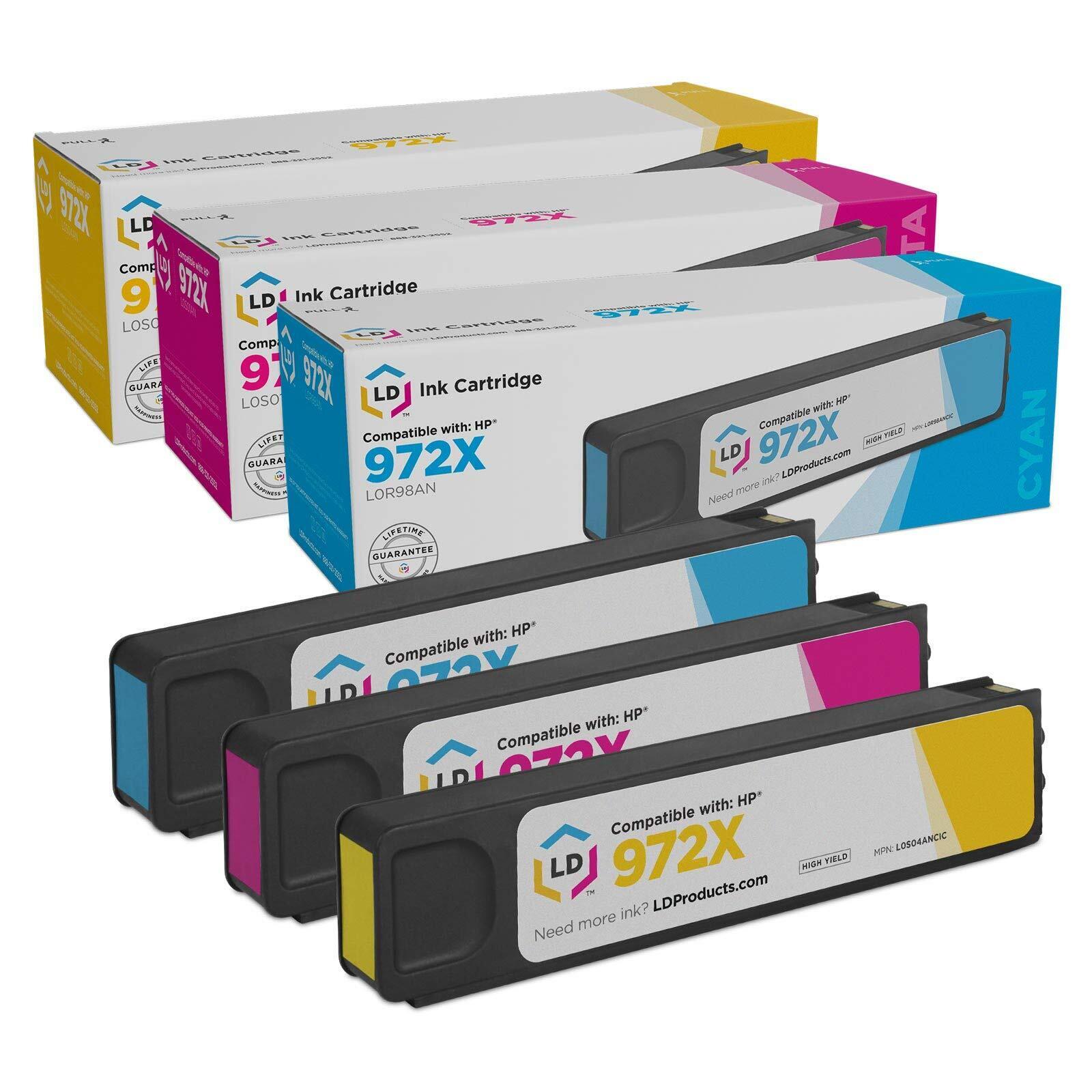 LD  3pk Comp Ink Color Cartridge Set for HP 972X 972 XL PageWide Pro 577z 452dn