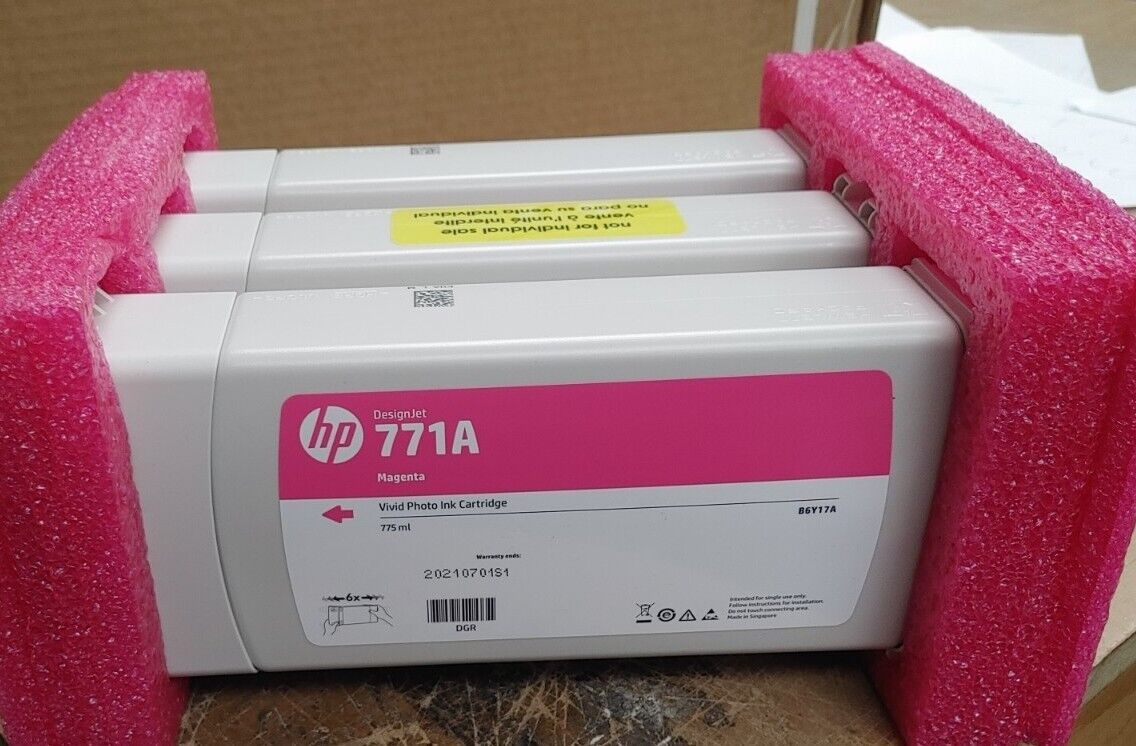 Qty 3 HP Genuine Magenta Toner Cart 771A B6Y17A - 2021 Date. Open For Pictures