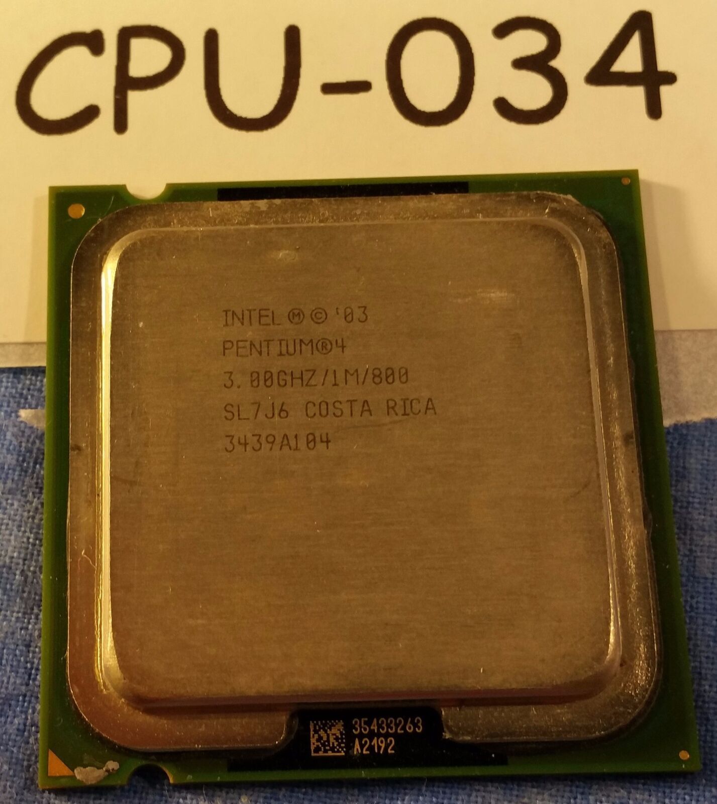 CPU034- SL7J6 Intel Pentium 4 530 3GHz/1M/800MHz Socket 775 Processor  - Used
