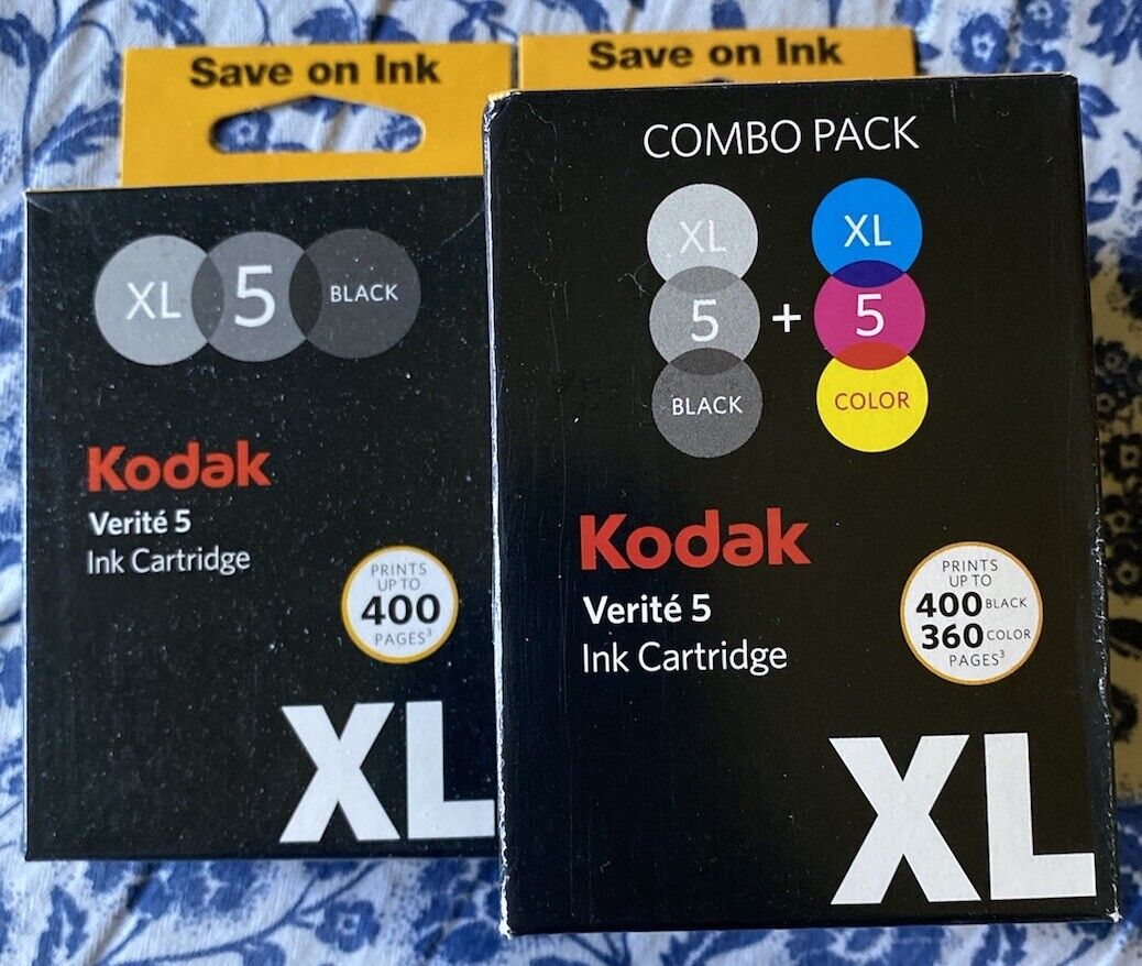 GENUINE Kodak Verite LOT * ONE 5 XL Ink Combo COLOR  & TWO 5 XL BLACK Cartridges