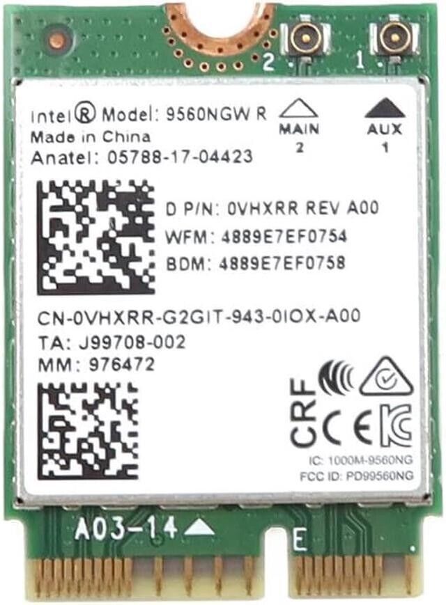 Dell Intel Wireless-AC 9560 WLAN WiFi 802.11ac Btooth 5.0 M.2 Card VHXRR 0VHXRR
