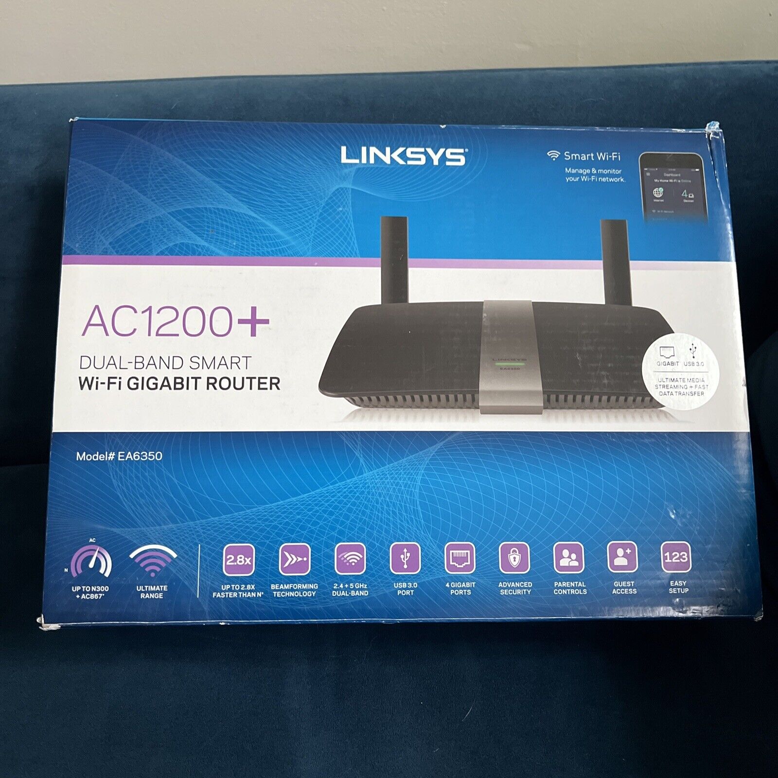 Linksys EA6350 867 Mbps 4 Port 300 Mbps Wireless Router New open box