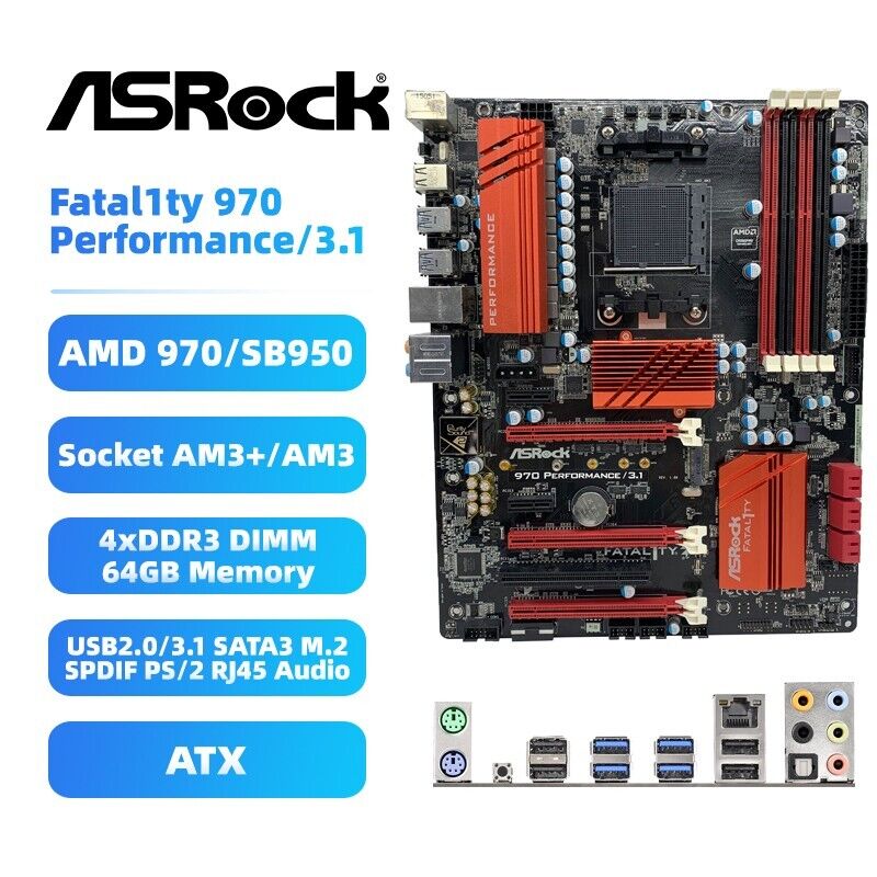 ASRock 970 Performance/3.1 Motherboard ATX AMD 970/SB950 AM3+/AM3 DDR3 SATA3 M.2