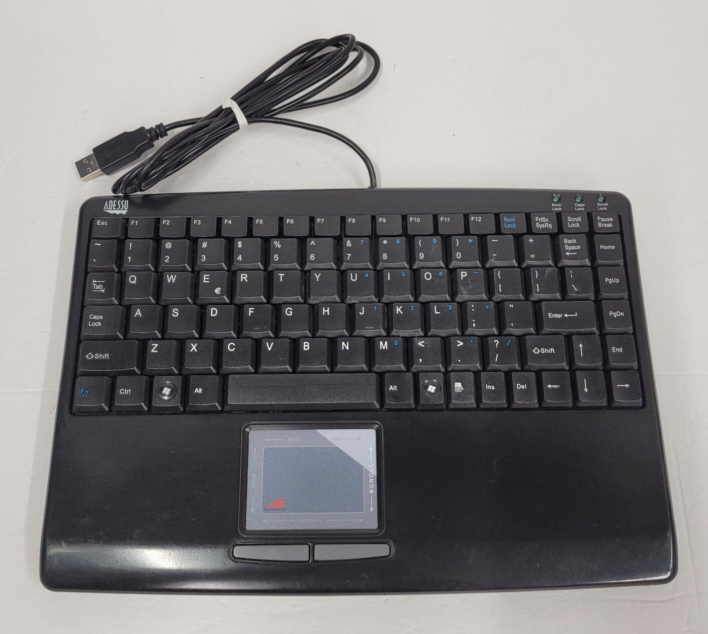 Adesso Slimtouch 410 USB wired keyboard trackpad AKB-410UB TESTED