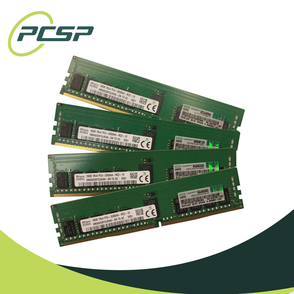 64GB RAM KIT - HPE Hynix (4x16GB) PC4-3200AA-R 1Rx4 DDR4 RDIMM HMA82GR7DJR4N-XN