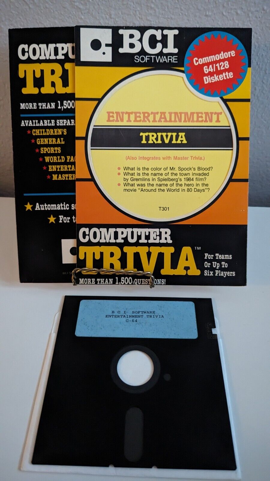 Vtg BCI T306 BCI Computer Trivia Commodore 64 Computer Game Floppy Disk 