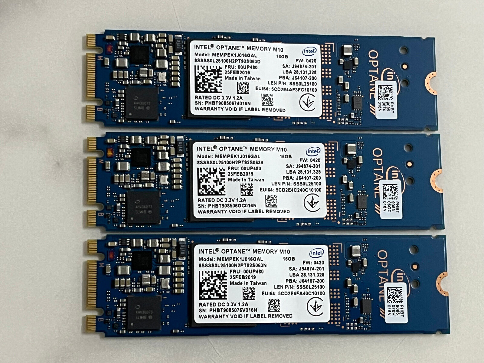 3 pcs Intel Optane Memory M10 SSD M.2 2280 16GB MEMPEK1J016GAL PCIe3.0 3D Xpoint