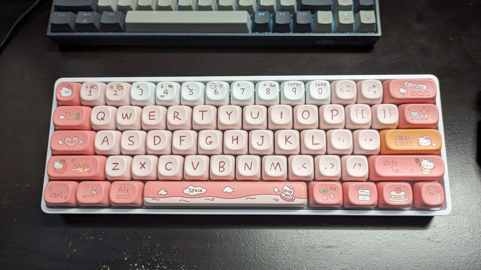 Custom Built Hello Kitty Mechanical Keyboard with Brown Switches