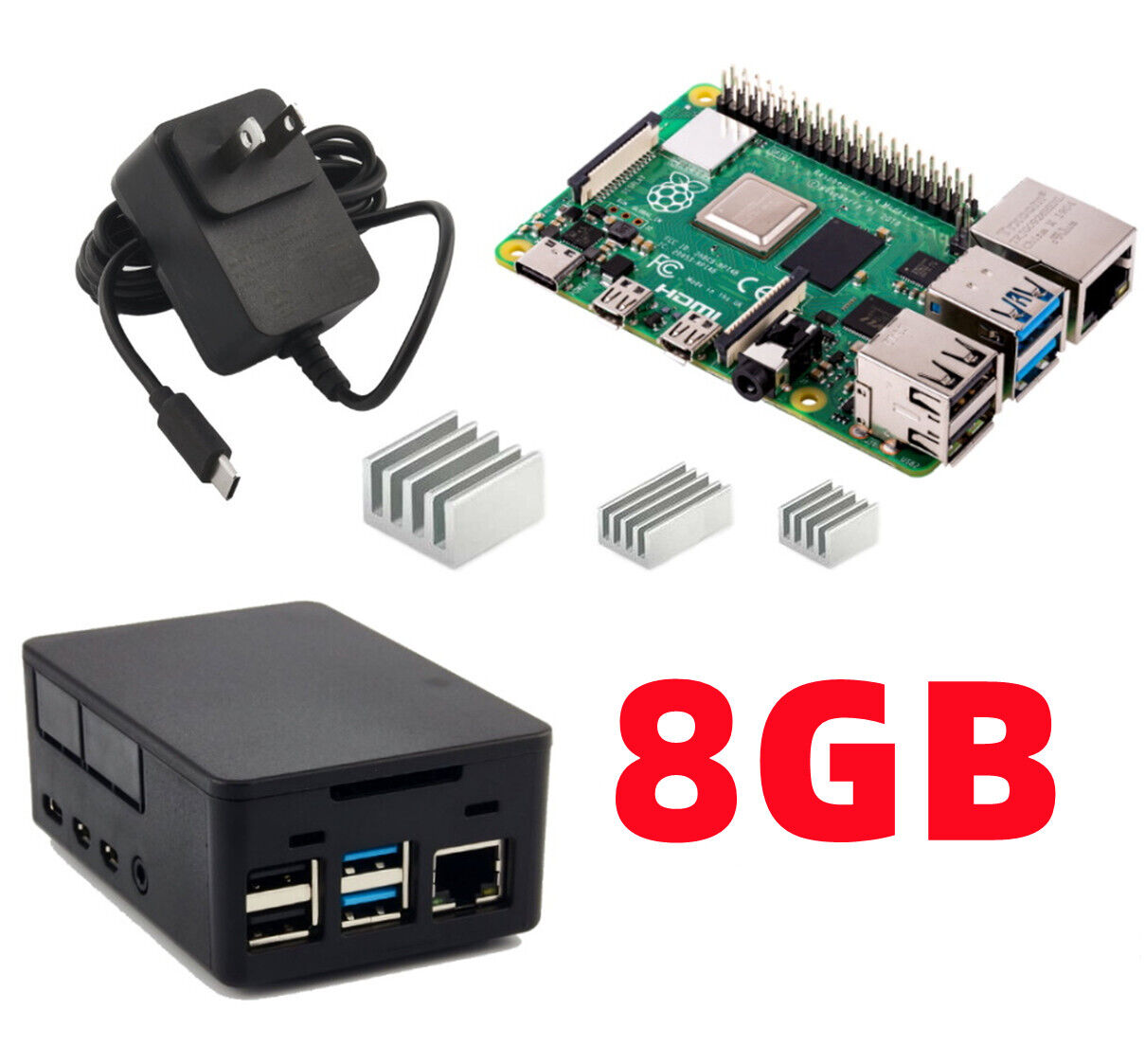 Raspberry Pi 4B  8GB Budget Kit & Free 32GB Micro SD Card