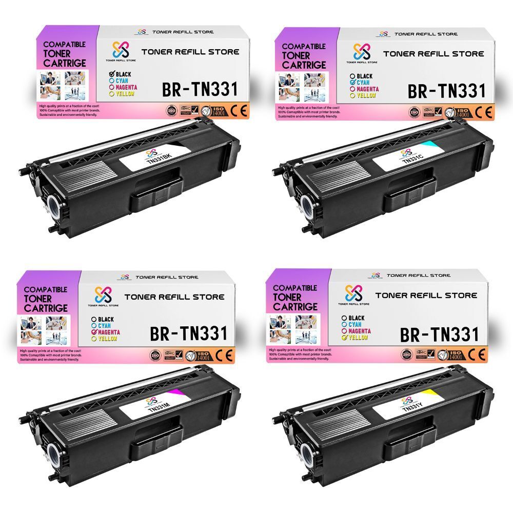 4Pk TRS TN331 BCYM Compatible for Brother HLL8250CDN L8350CDW Toner Cartridge