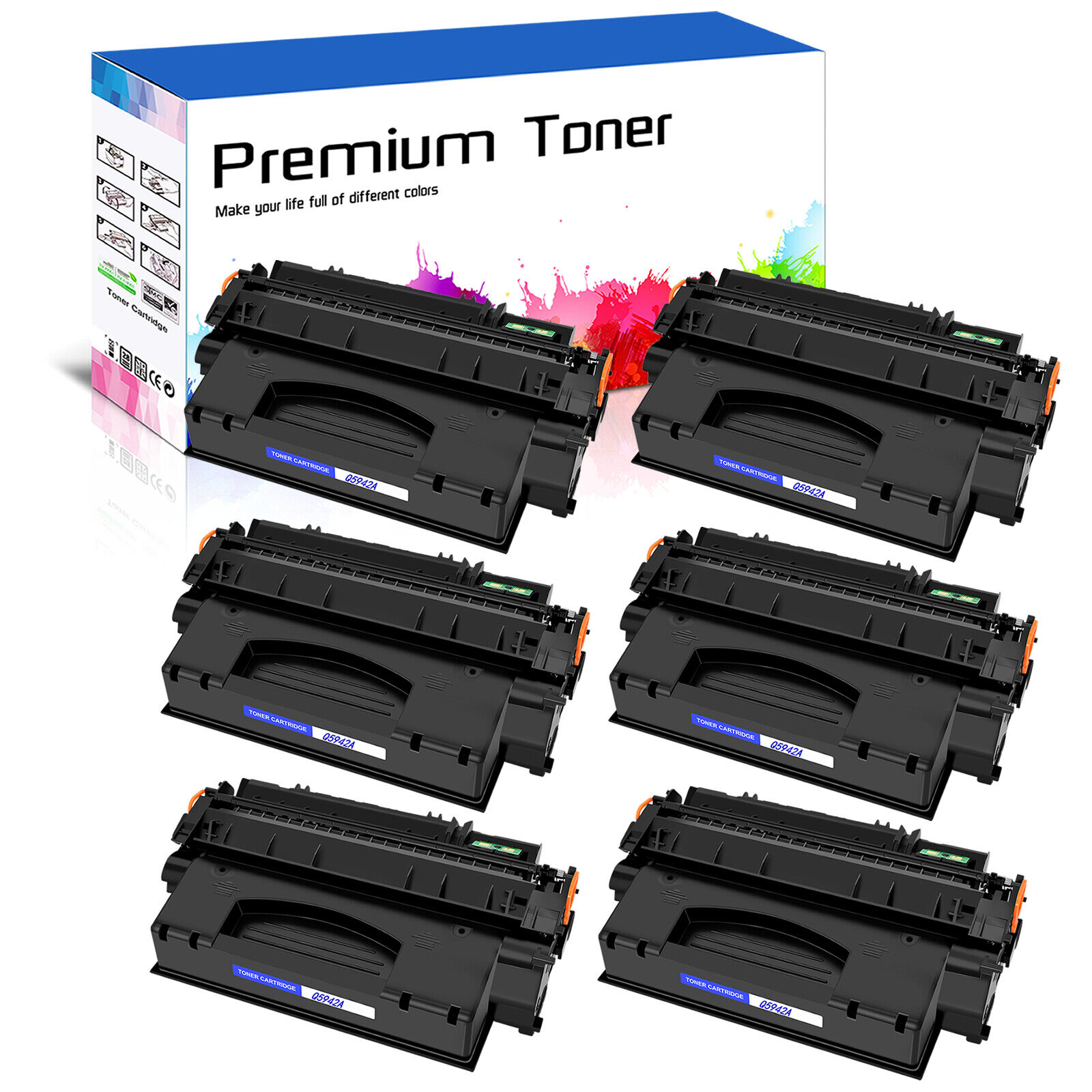 6PK Black Q5942A Toner Cartridge Compatible For HP LaserJet 4250dtn 4350dtnsl