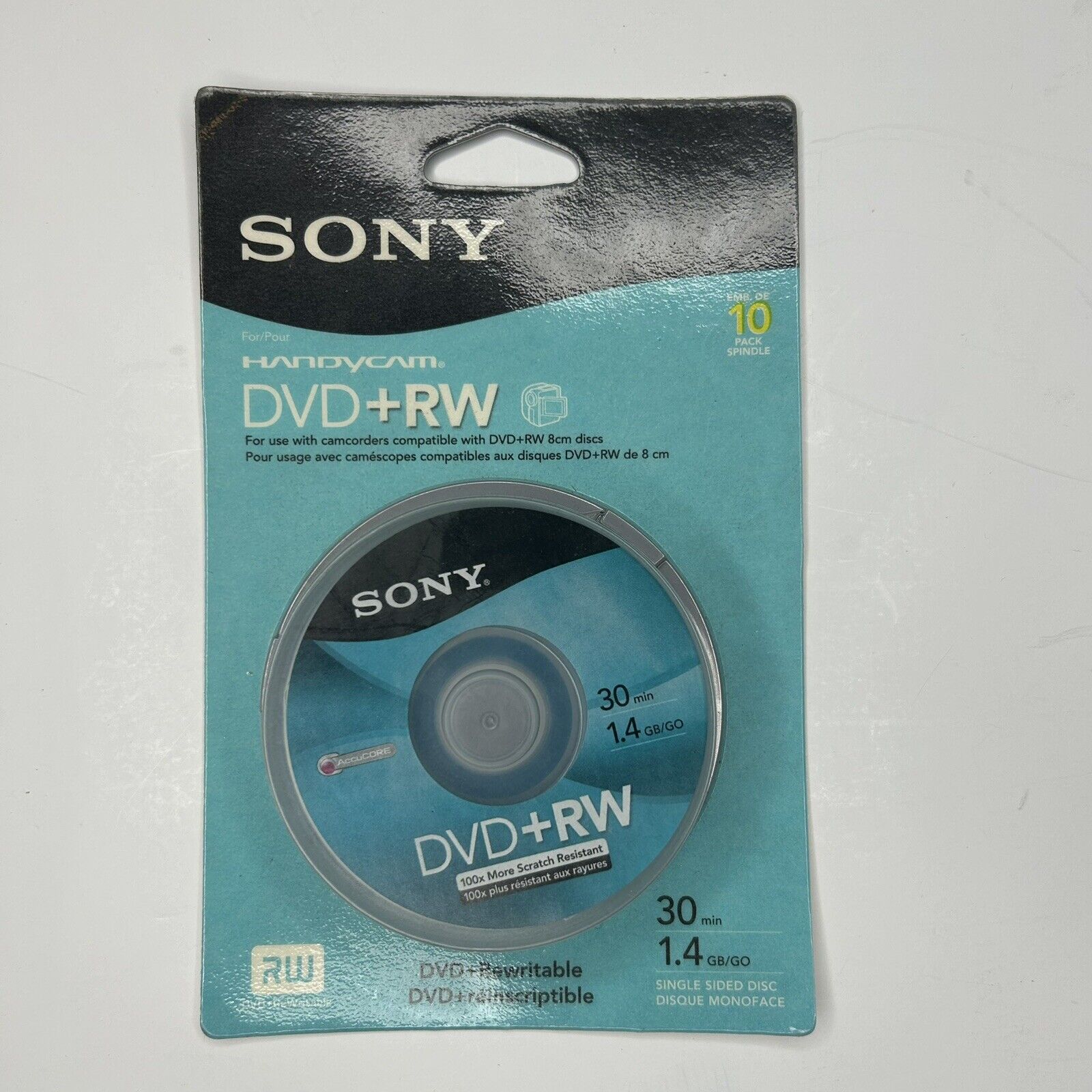 Sony 8 CM DVD Plus RW Spindle Skin Pack 10 Pack 30 min 1.4GB Brand New Sealed
