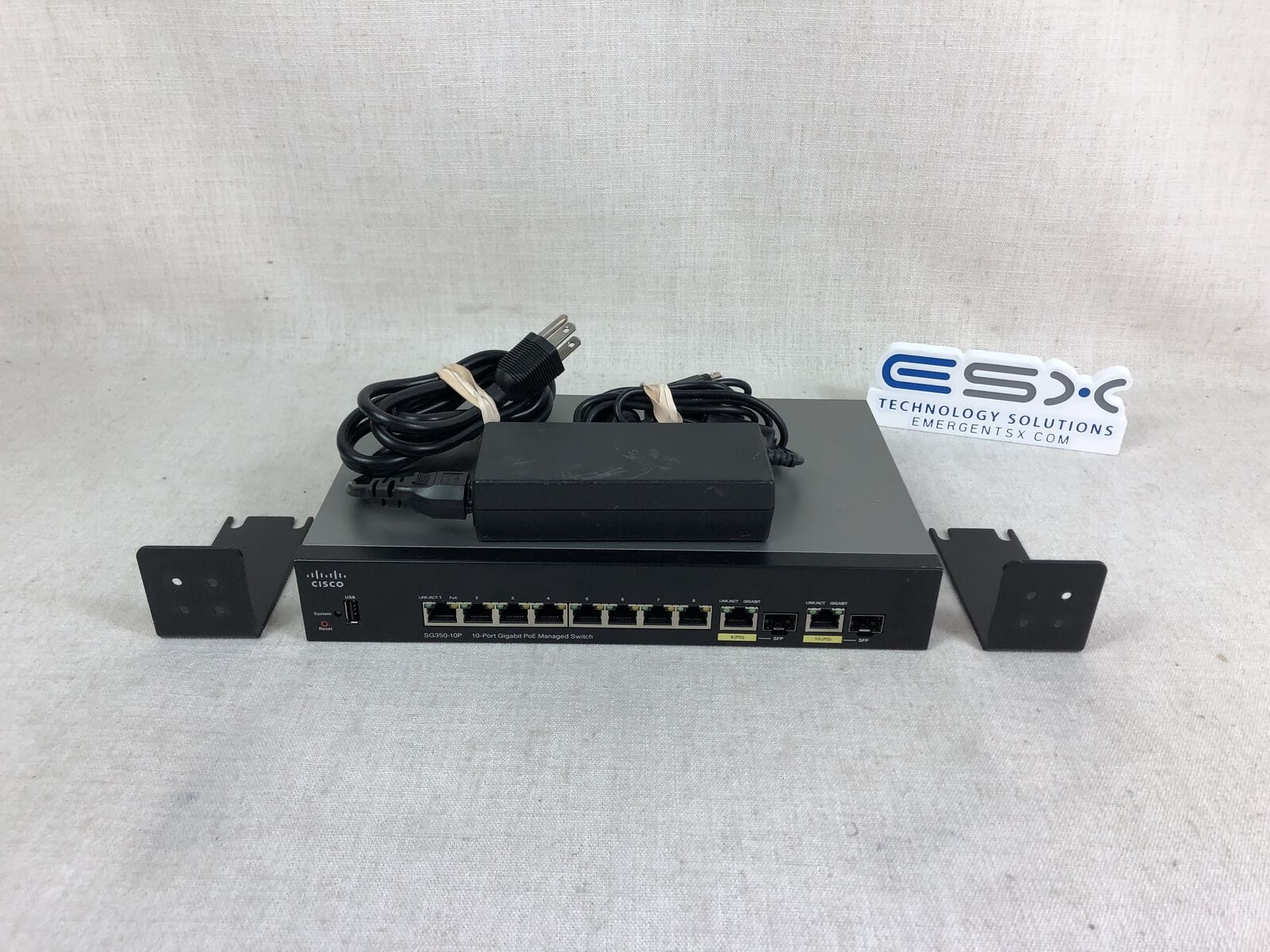 Cisco SG350-10P-K9 10 Port Gigabit PoE Ethernet Managed Switch w/ AC Adapter RMK