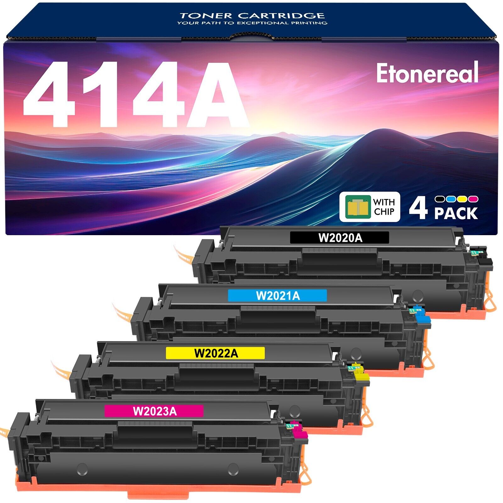 With Chip 4PK W2020A Toner Compatible With HP 414A Color LaserJet M454dw M454dn