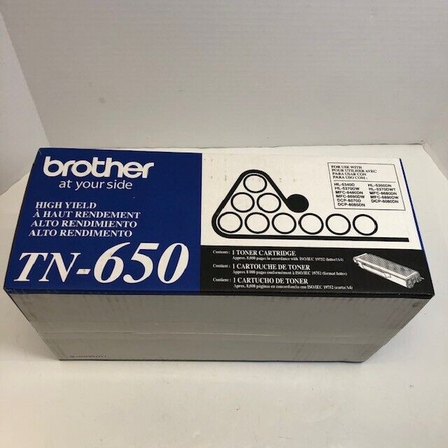 Brother TN-650 Black Toner Cartridge High Yield TN650 Genuine - WEIGHS FULL