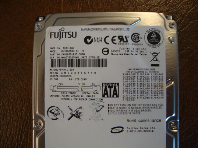 Fujitsu MHV2060BH PL (CA06672-B35100TW) 00000029 60gb 2.5