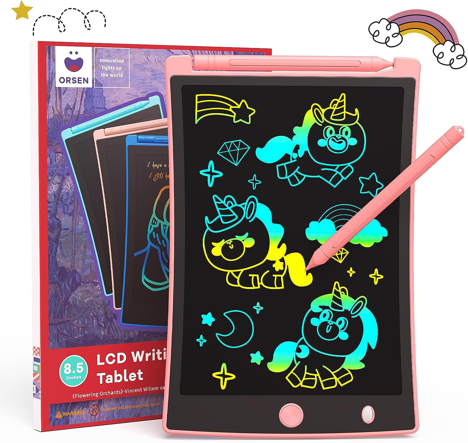Colorful 8.5 Inch LCD Writing Tablet for Kids, Electronic Sketch Drawing Pad Doo