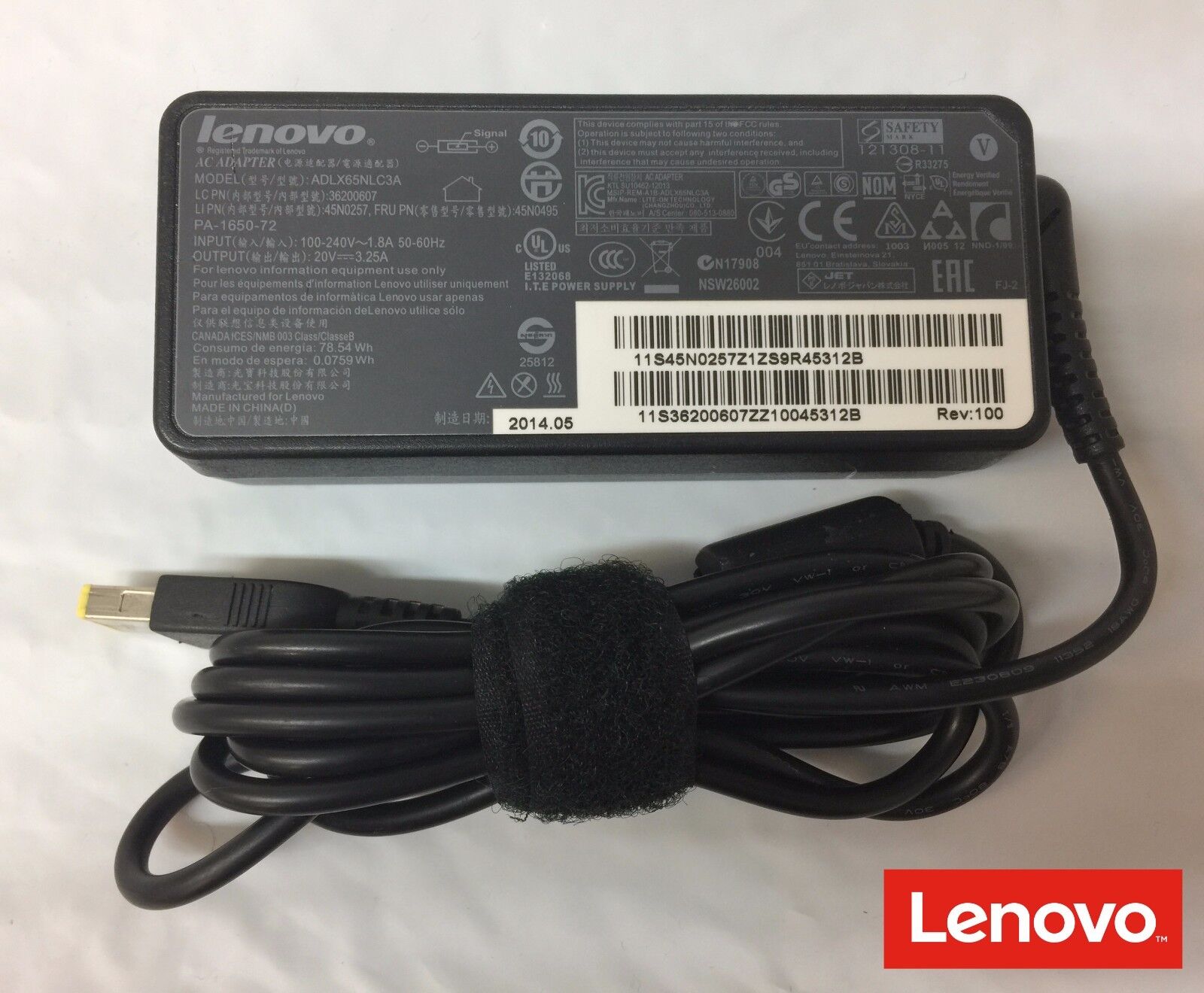 Lot of 10 OEM Lenovo 65W 20V 3.25A Laptop Charger AC/DC Power Adapter Slim-Tip 