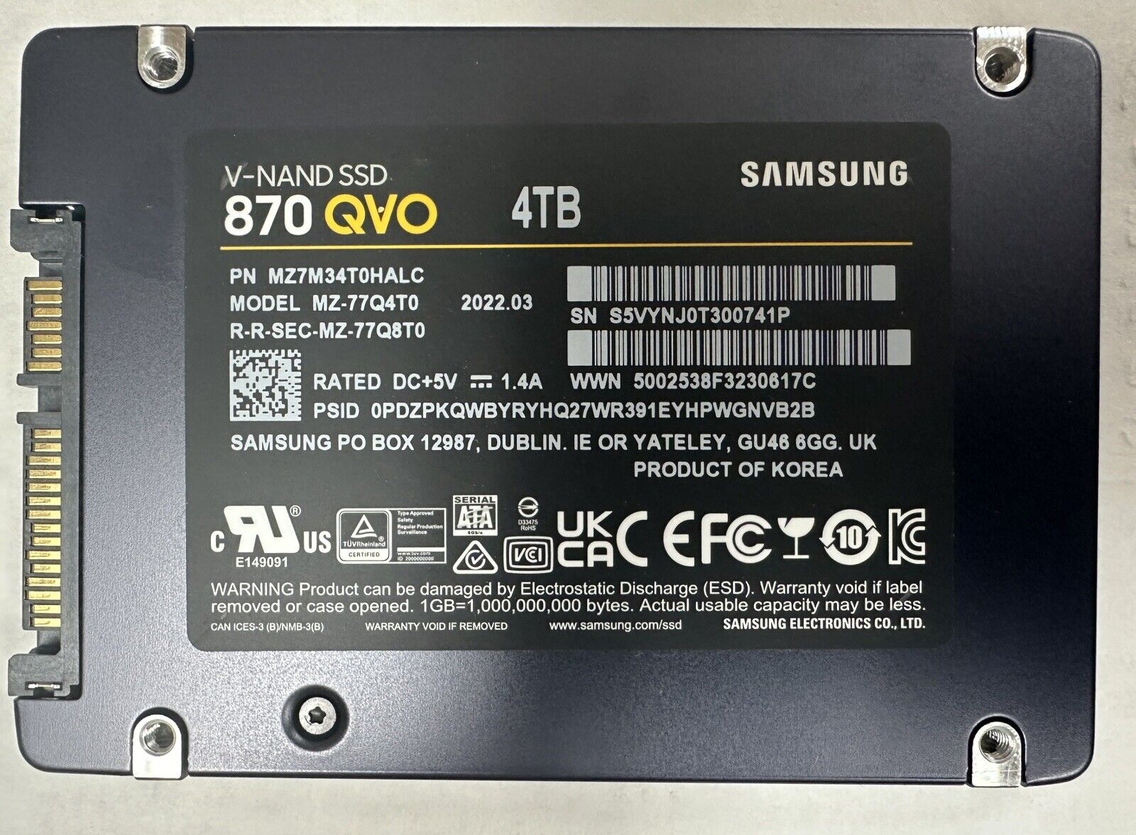 SAMSUNG 4TB 870 QVO 2.5\