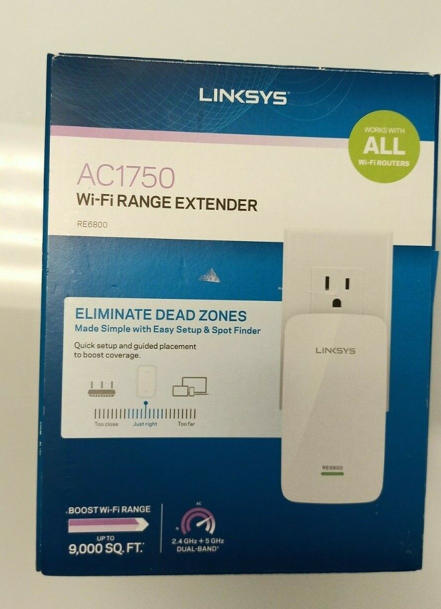 LINKSYS AC1750 Wi-Fi Range Extender RE6800 Boost Wi-Fi Range - NOB
