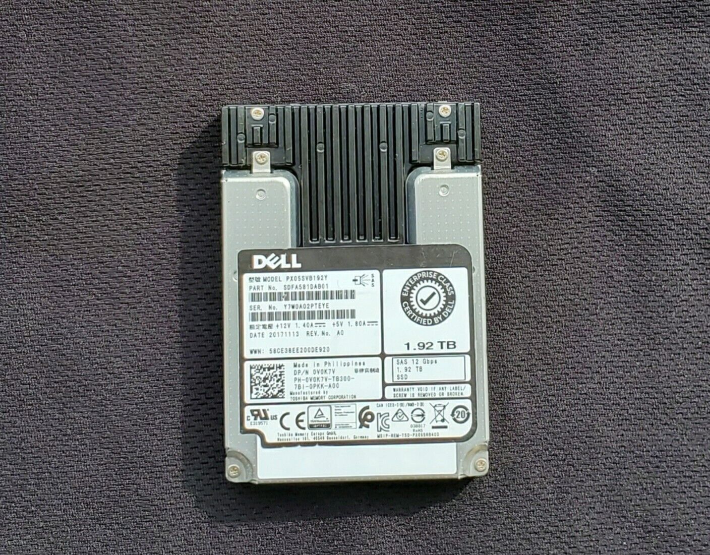 Dell Toshiba Enterprise PX05SRB192Y 1.92TB 2.5