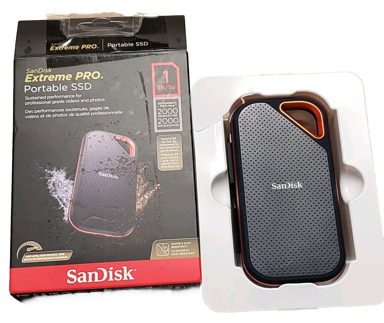 SanDisk 1TB Extreme PRO Portable SSD V2 USB 3.2 Gen 2 x2 USB-C 