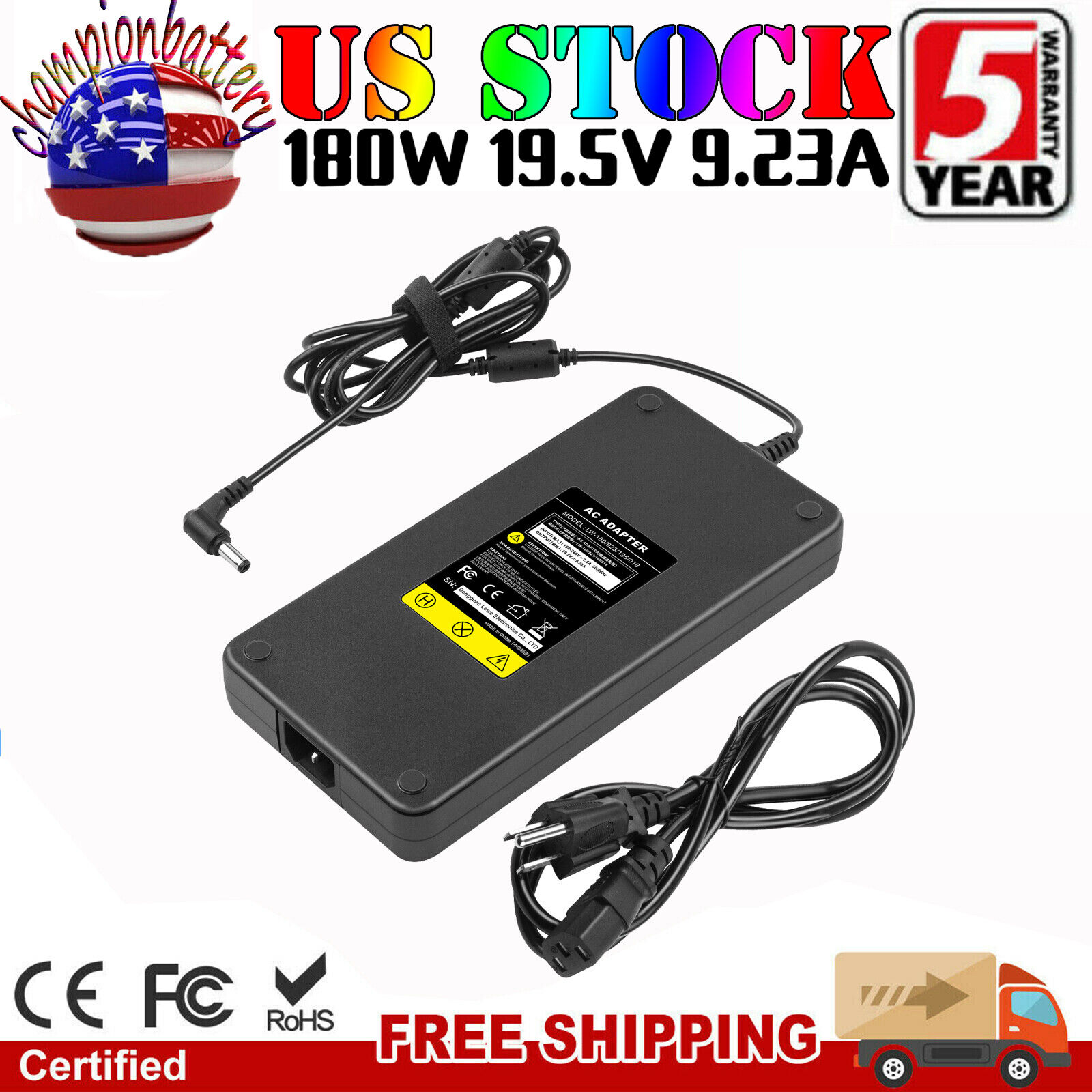 19.5V 9.23A Power Adapter Charger for MSI GS43VR GS63VR GS73VR GS73 5.5*2.5mm