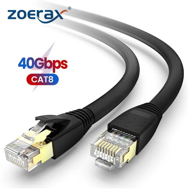 Zoerax CAT8 Ethernet Cable 24AWG 40Gbps 2000Mhz Heavy Duty High Speed Gigabit