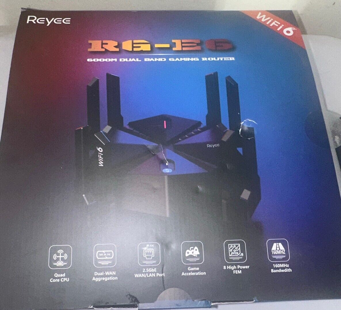 Reyee AX6000 RG-E6 6000M Dual Band 2.5 Gigabit WiFi 6 Router Black Used Read