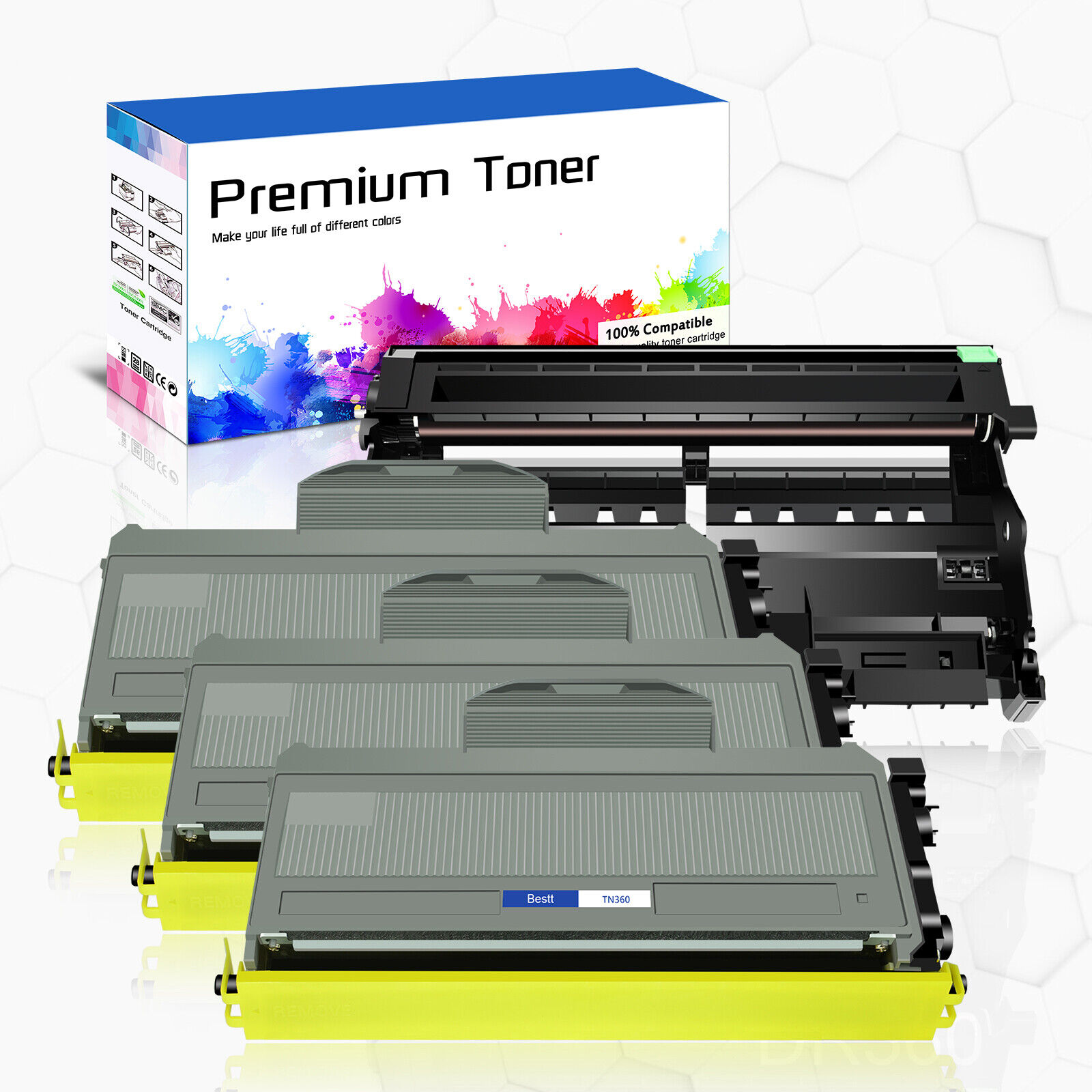 3PK TN360 Toner + 1PK DR360 Drum Compatible with Brother MFC-7345N MFC-7345DN