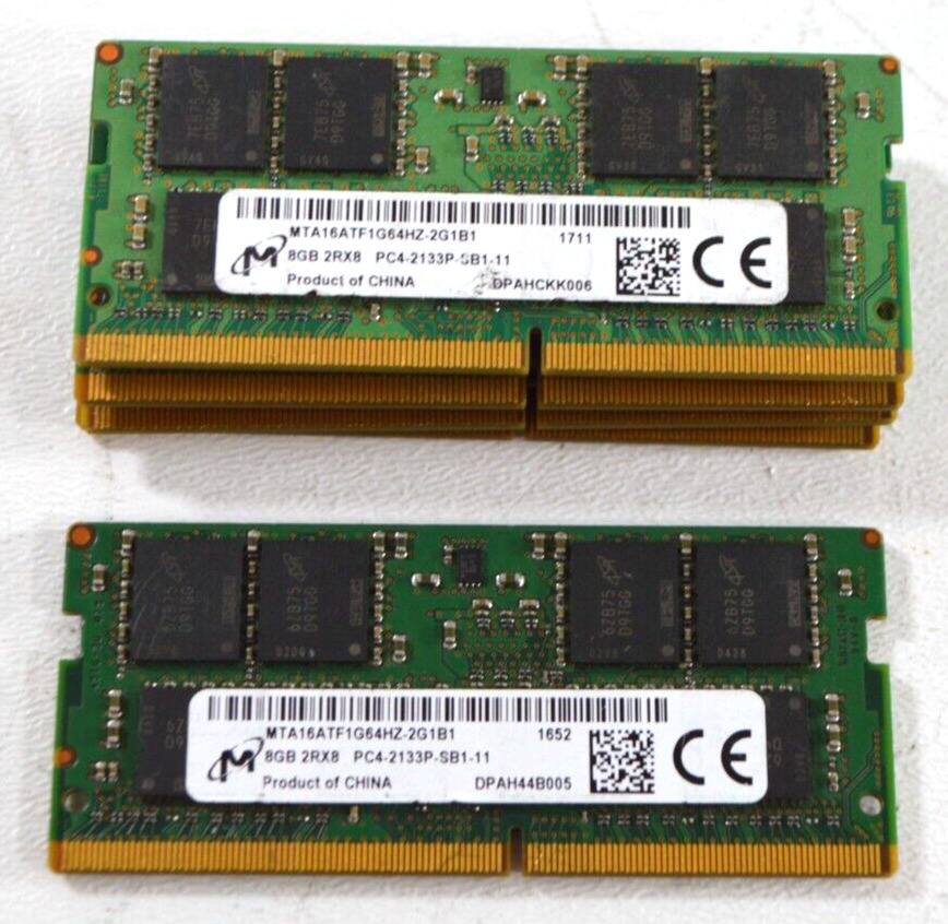 LOT OF 5 MICRON 8GB 2RX8 PC4-2133P-SB1-11 MTA16ATF1G64HZ-2G1B1 RAM MEMORY